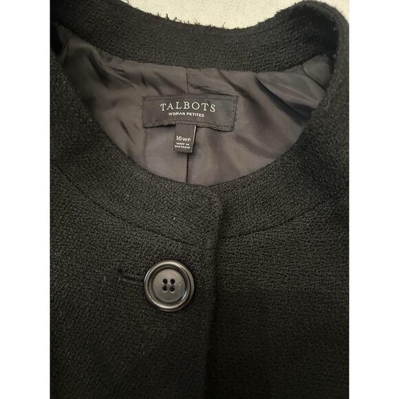 Talbots Blazer Womens 16WP Black Wool Blend Jacket Balloon Sleeve Career Preppy - Picture 3 of 10